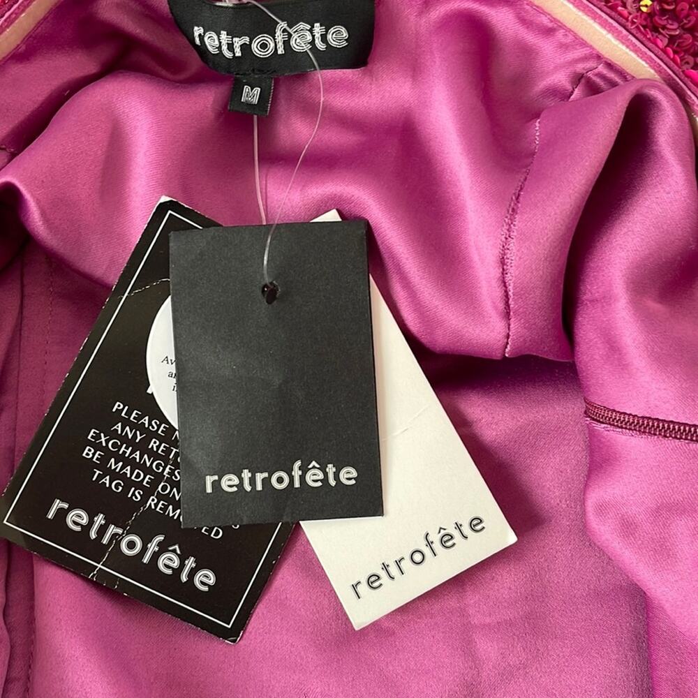 RETROFETE Heather Sequin Embellished Strapless Pink Mini Dress Size Medium - Picture 11 of 12